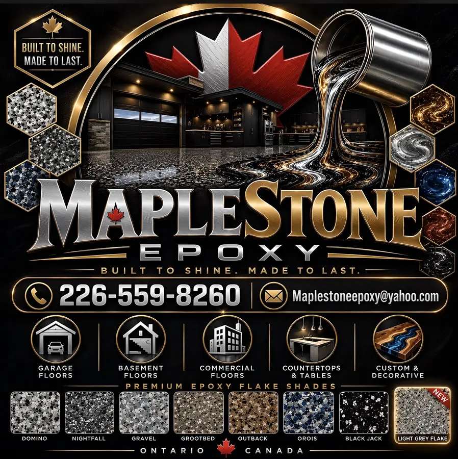 MapleStone Epoxy services and premium flake shade pamphlet