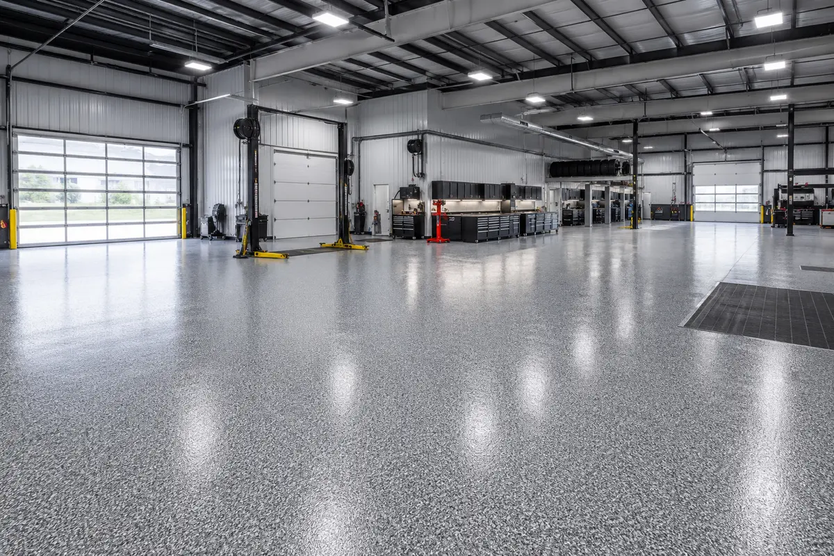 Ontario commercial automotive facility with an epoxy flake floor
